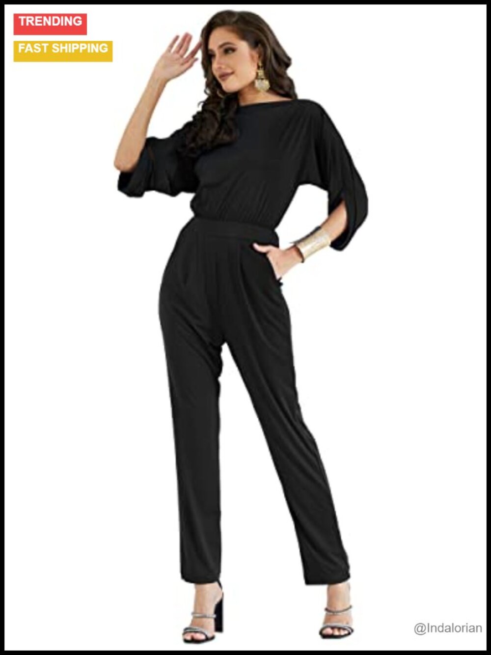 Semi Formal Short Sleeve Plus Size Jumpsuit Romper with Pockets Womens